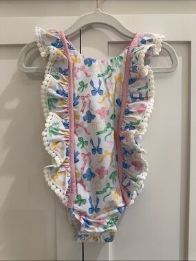 Swoon Baby Girls Pastel Bows Ruffle Swimsuit 18M NWT
